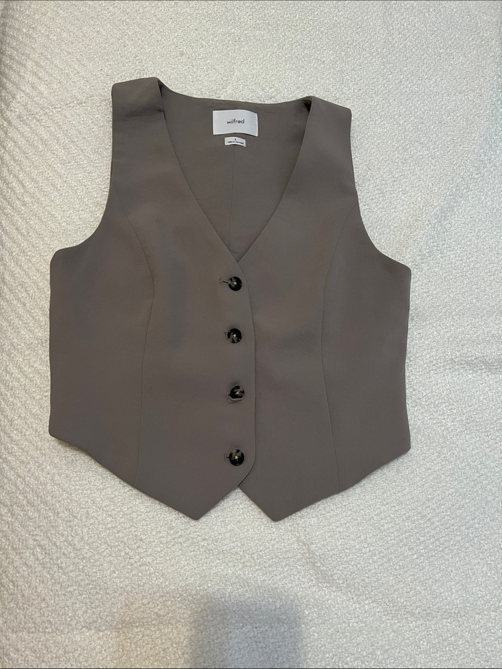 Wilfred Taupe Button-Front Tailored Vest size 4